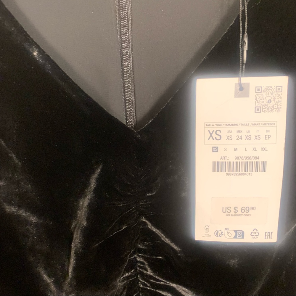 ZARA Velvet Ruched Ruffle Smocked Mini Dress - Picture 15 of 15